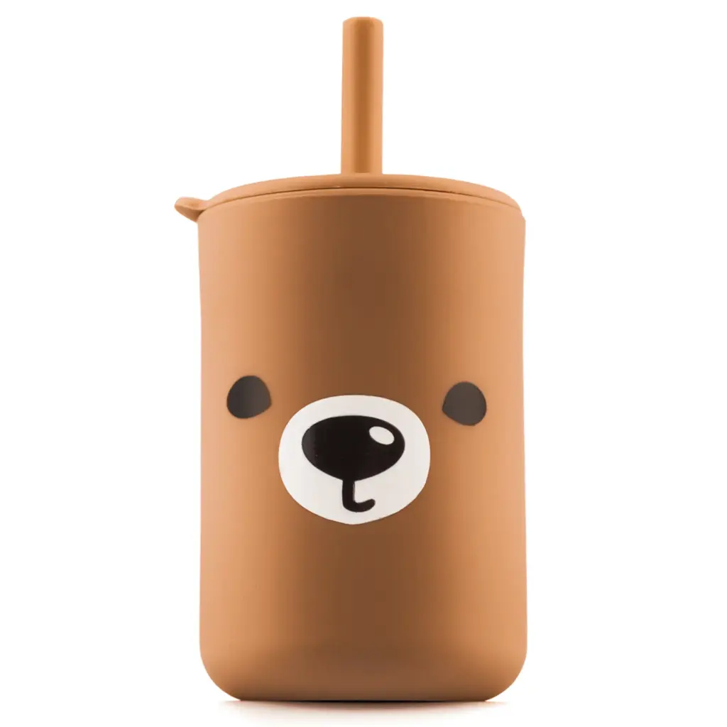 Kidnort Silikonowy kubek ze słomką Retter Brun 