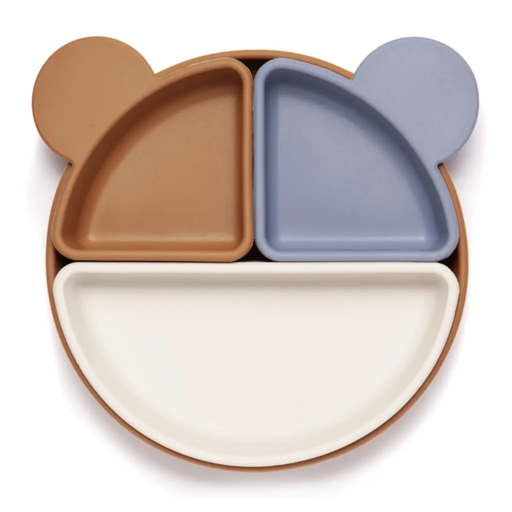 Kidnort 3-in-1 Silicone Plate with Removable Dividers Retter Brun