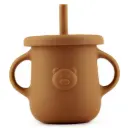 Kidnort Silicone Straw Cup with Handles Retter Brun