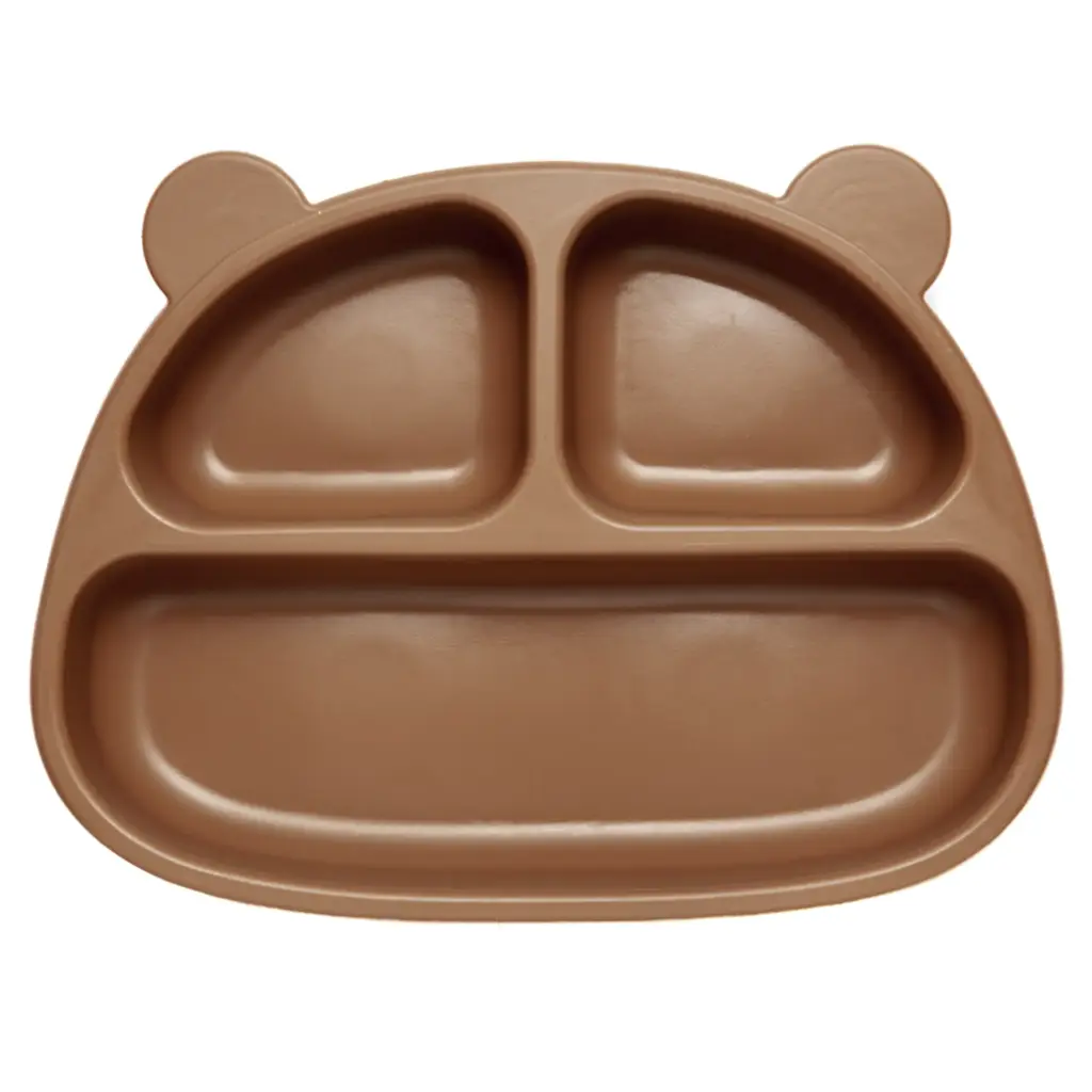 Kidnort Silicone Suction Bowl with Dividers Retter Brun