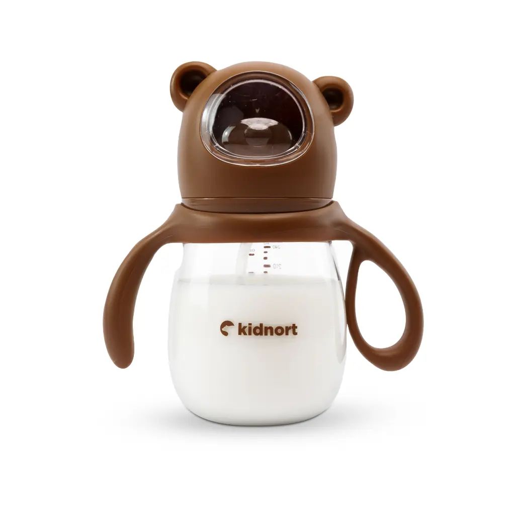 Kidnort Butelka do karmienia 240 ml Jordbaer Teddy Brown