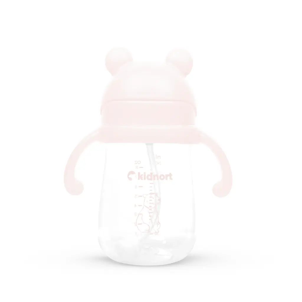 Kidnort Butelka ze słomką 240 ml z kulką grawitacyjną Bringebaer Soft Blush