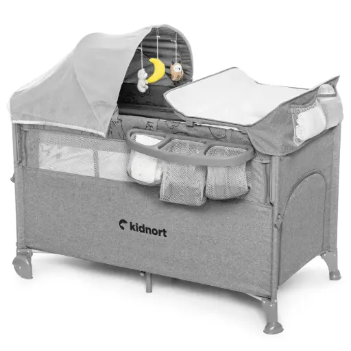 [KNLOZ000009] Kidnort łóżeczko turystyczne Stugan dostawka premium Foggy Grey