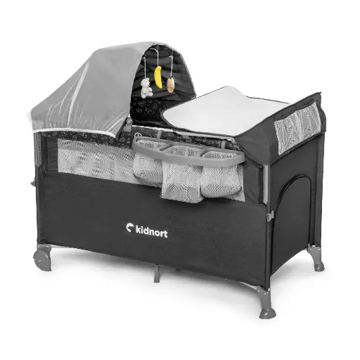 [KNLOZ000010] Kidnort Premium Bedside Travel Cot Stugan Stone Grey