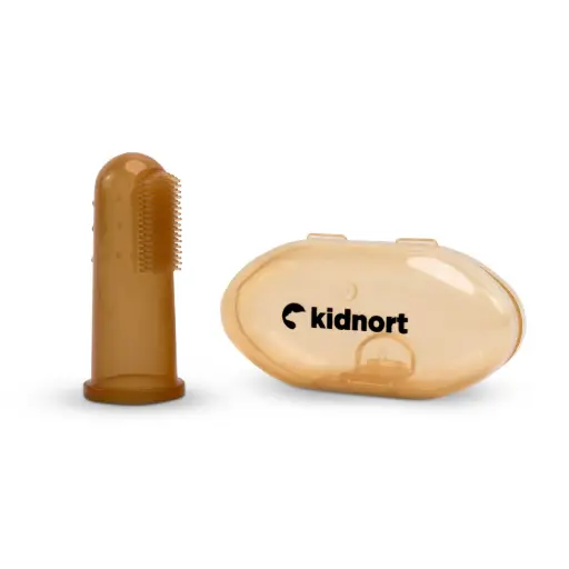 [KID000033] Kidnort Silikonowa szczoteczka na palec Blomka Teddy Brown