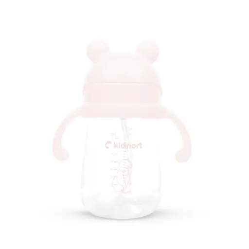 [KID000044] Kidnort Butelka ze słomką 240 ml z kulką grawitacyjną Bringebaer Soft Blush